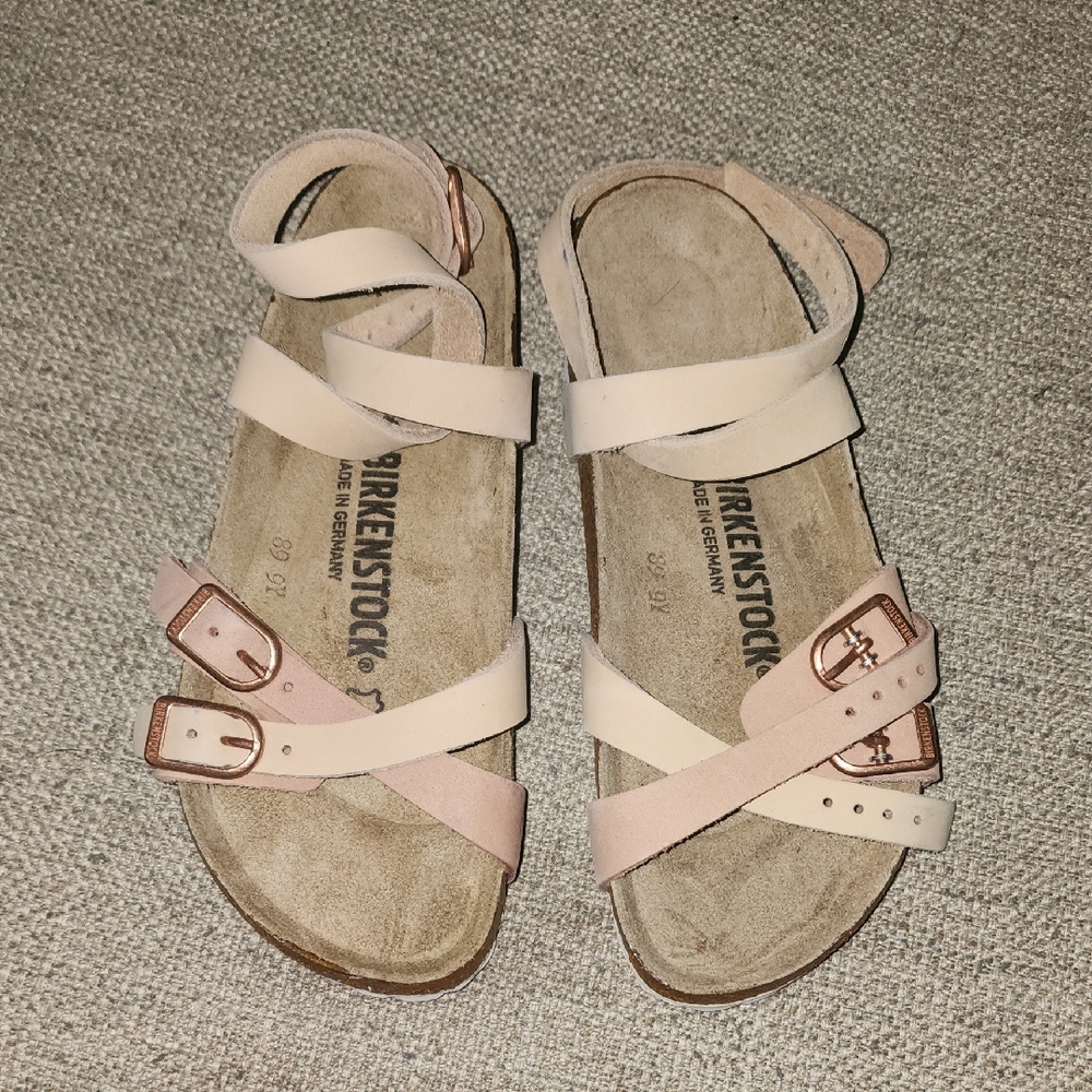 Birkenstock Women's Sandals in Cream and Pink